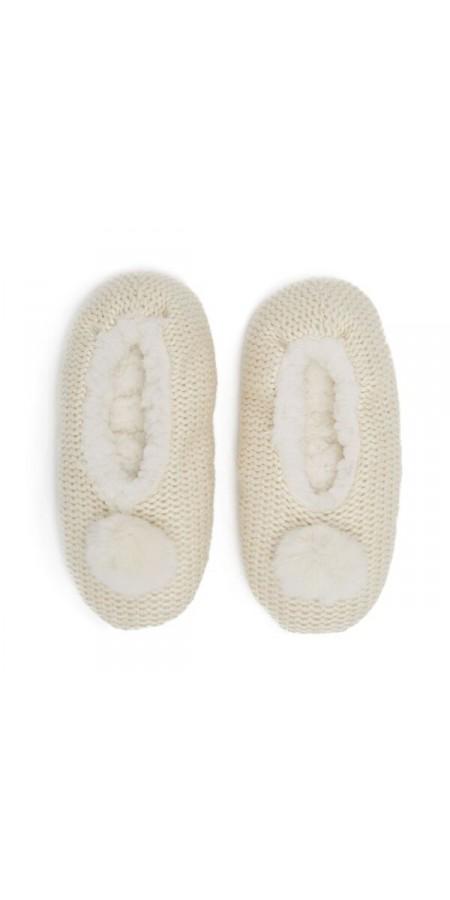 Chunky Flat Knit Slipper - Ivory