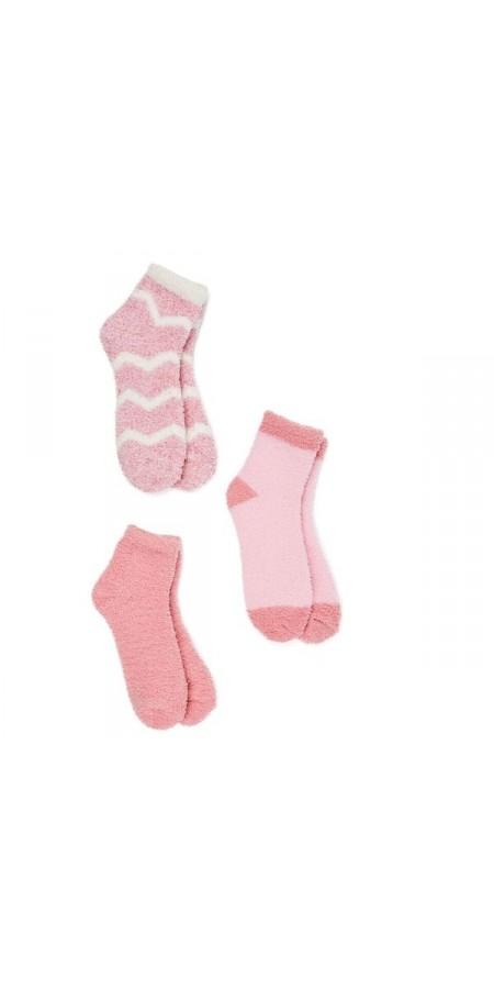 Chevron Stripe Tweed Tactel Ankle Sock 3 Pack - Peony