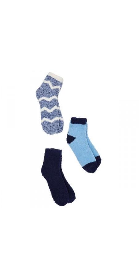Chevron Stripe Tweed Tactel Ankle Sock 3 Pack - Ink