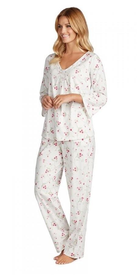 Soft Jersey 3/4 Sleeve Long Pajama - Vine Floral