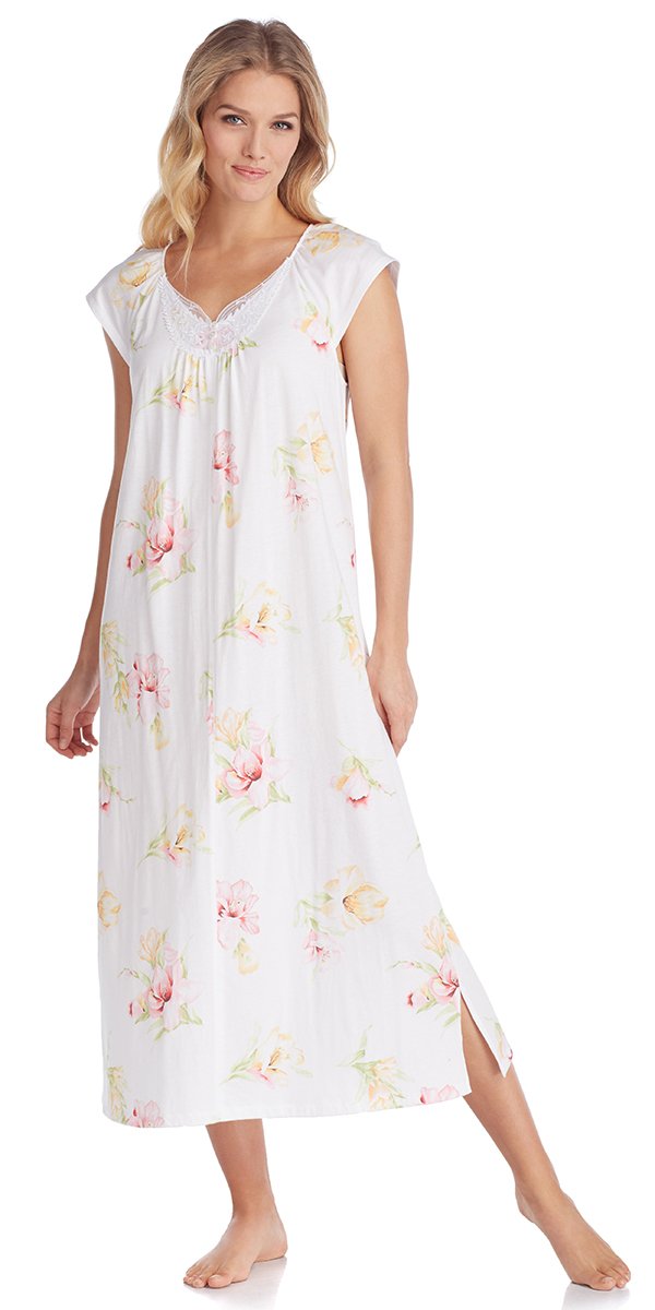 Cotton Jersey Long Gown - Lilies