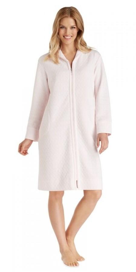 Diamond Quilt Short Zip Robe - PinkIce
