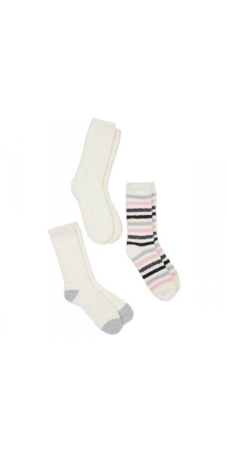 Tactel Crew Socks 3 Pack - Ivory