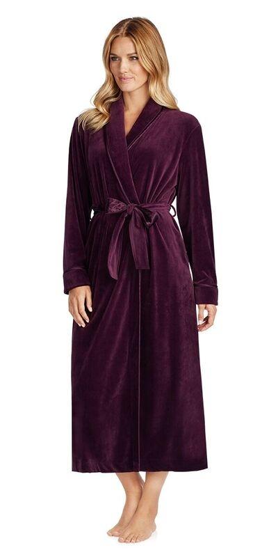 Plush Luxe Velour Robe - Deep Plum