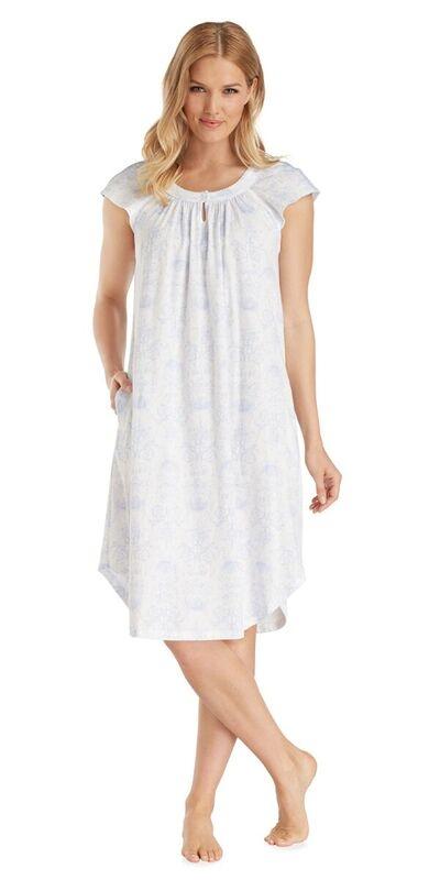 Cotton Jersey Flutter Long Gown - Toile