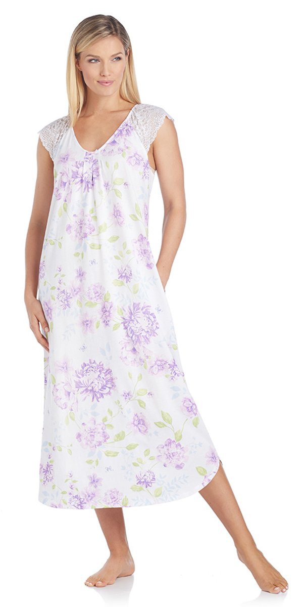 Cotton Jersey Flutter Long Gown - Glory Floral