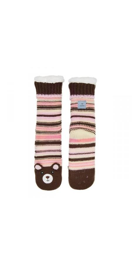 Teddy Bear Sherpa Lined Slipper Sock - Mustang