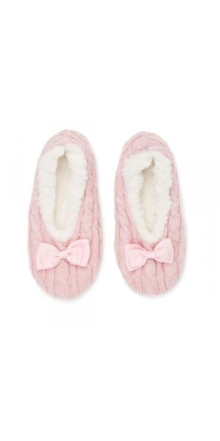 Sherpa Lined Slipper Sock - Pink