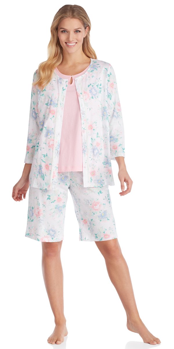 Cotton Jersey 3-Piece Bermuda Pj - Joy Floral