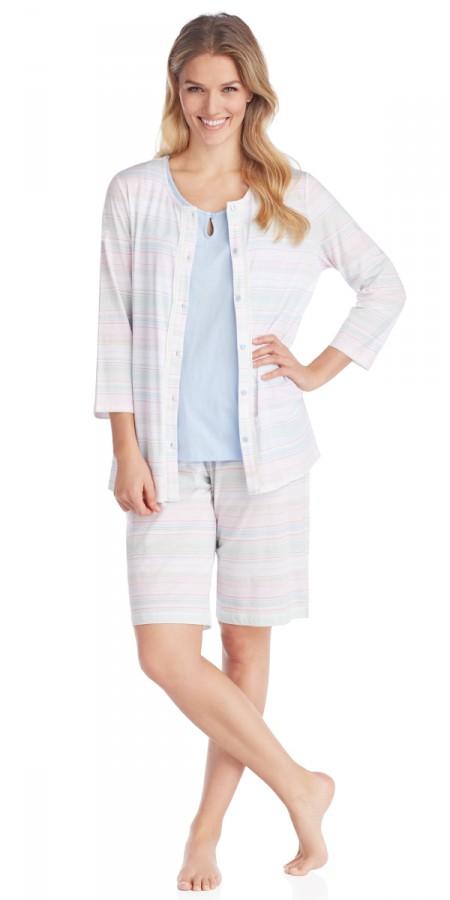 Cotton Jersey 3-Piece Bermuda Pj - May Stripe