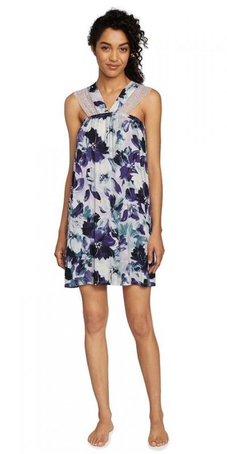 Lace Modal Jersey Chemise - Midnight Garden