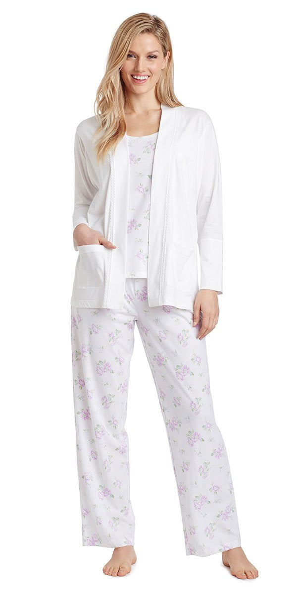 Cotton Jersey 3-Piece Pj - Blossom Twin White