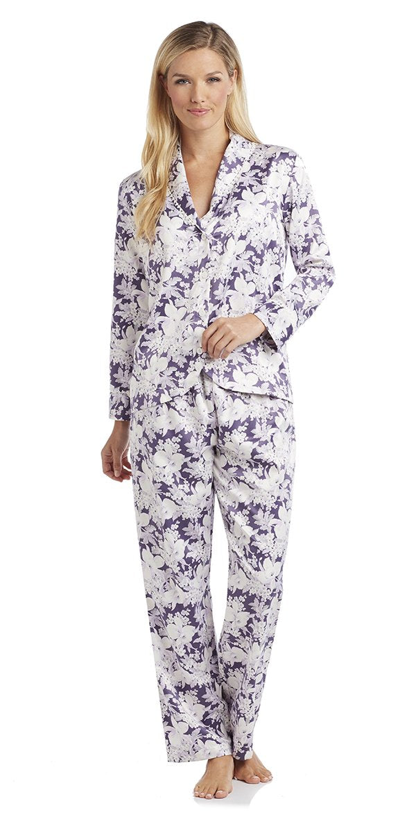 Brushed Back Satin Long Pj - Floral Garden