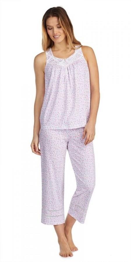 Cozy Jersey Capri Pj - Pink Ditsy