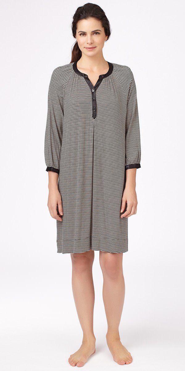 Keep Me Close Sleepshirt - Midnight Stripe Black